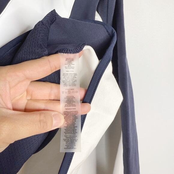 Tory Burch Sport XSmall XS White Navy Blue Reflective Stripe Hoodie Sweatshirt - Picture 12 of 12